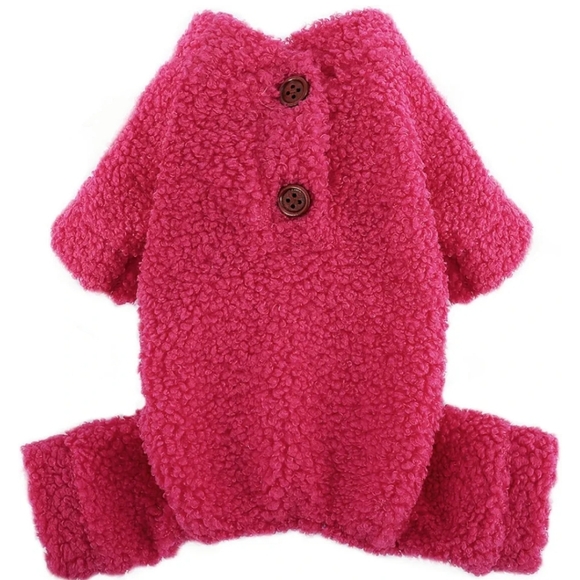 Teddy Fleece Dog Pajamas for Small Dogs Girl Winter Warm Puppy Pjs XXS pink - Picture 2 of 8